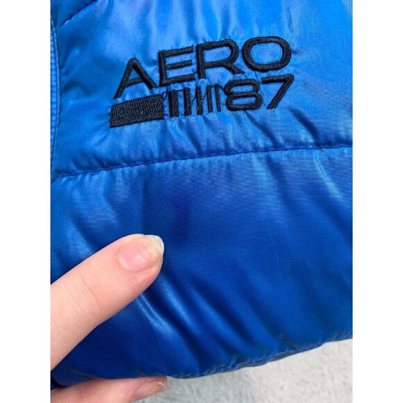 Aeropostale Puffer Vest Mens Medium Blue Quilted Full Zip Lightweight Puffer Y2K - Picture 5 of 11